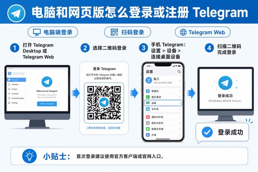 Telegram 电脑端二维码登录教程