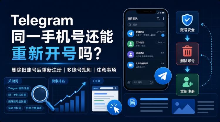 Telegram 同一手机号还能重新开号吗?删除旧账号再注册全流程