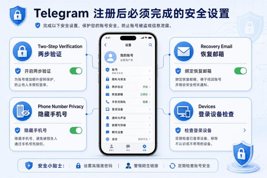 Telegram 用户名和隐私设置