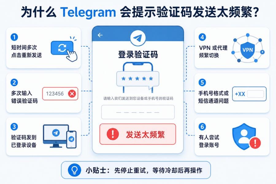 Telegram 验证码发送太频繁怎么办?Too Many Attempts 原因与解决方法 配图 2