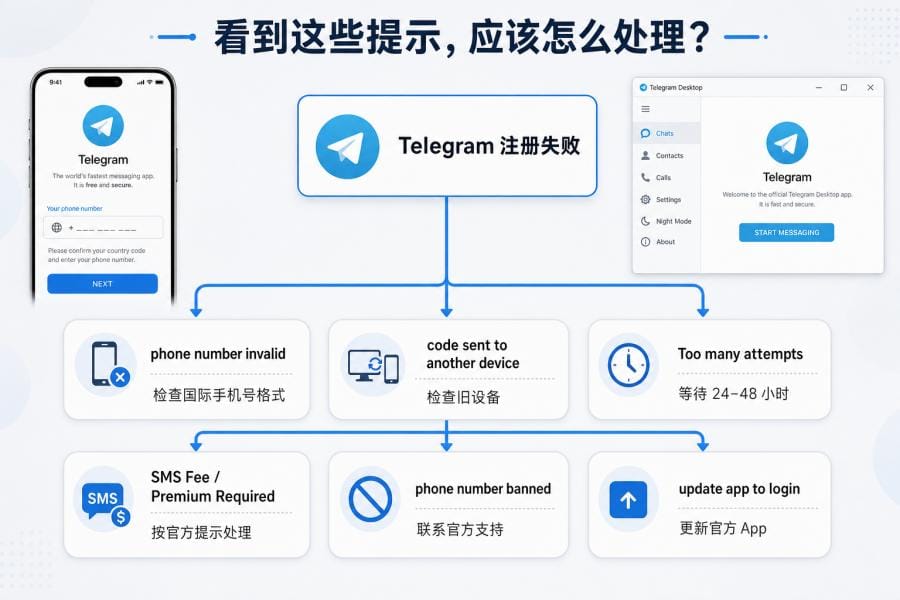 Telegram 注册失败怎么办?收不到验证码、SMS Fee 和号码被封完整解决方法 配图 2
