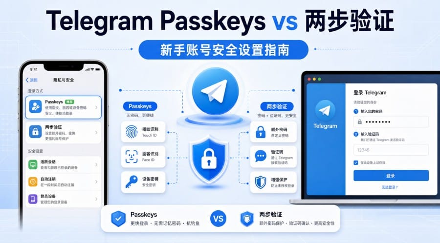 Telegram Passkeys 和两步验证有什么区别?新手账号安全设置指南