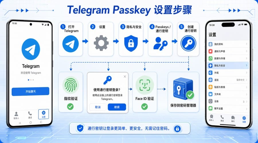 Telegram 指纹登录怎么设置？Passkey 通行密钥新手教程 第 3 张正文图