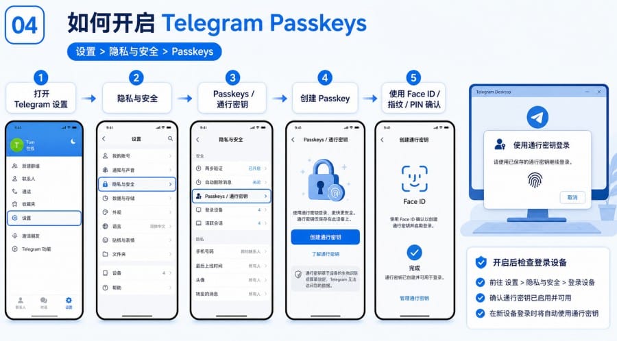 Telegram Passkeys 安全吗?通行密钥开启方法与适合人群 image 3