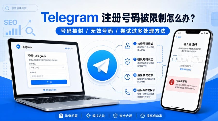 Telegram 注册提示号码被限制怎么办?手机号被封、无效和尝试过多的排查方法