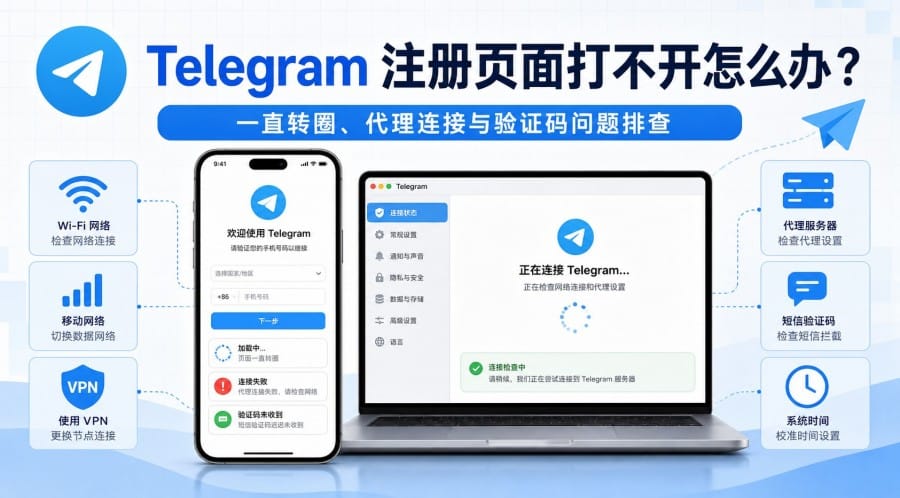 Telegram 注册页面打不开怎么办?