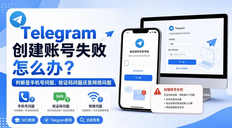Telegram 创建账号失败怎么办?手机号、验证码与网络问题排查方法