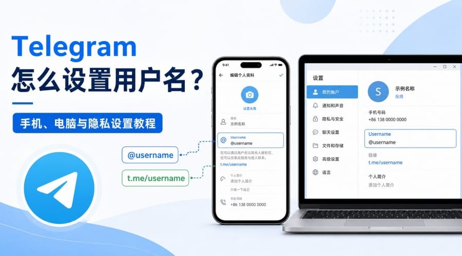 Telegram 注册后怎么设置用户名?手机、电脑与隐私设置教程
