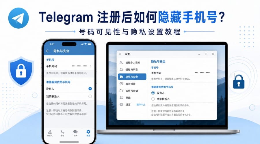 Telegram 注册后如何隐藏手机号?号码可见性设置教程